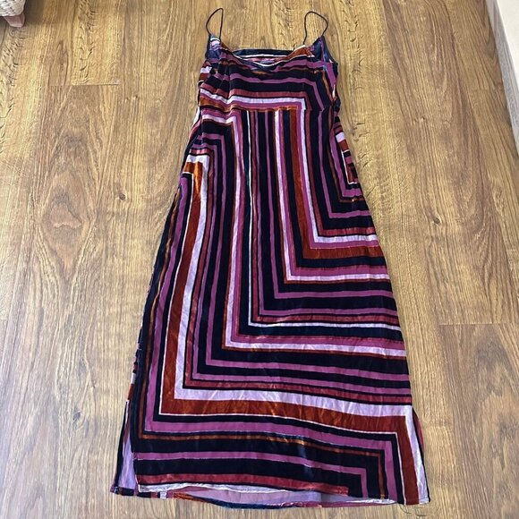 By Anthropologie Tina striped velvet midi slip column dress - Picture 5 of 8